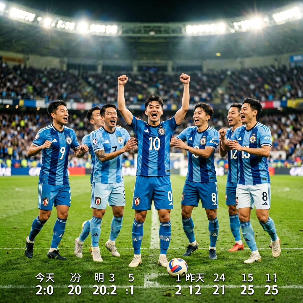 比赛结束后的数据统计与球员庆祝画面
